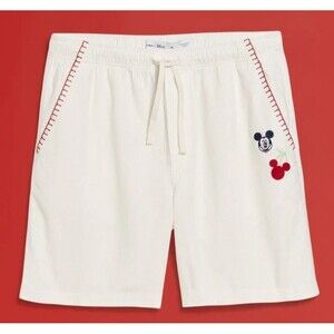 NWT Old‎ Navy x Disney Linen-Blend Embroidered Mickey White Shorts Men’s XXL